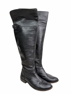 Frye Shirley Over The Knee Riding Equestrian Boots Black Leather Women's 8.5 B
